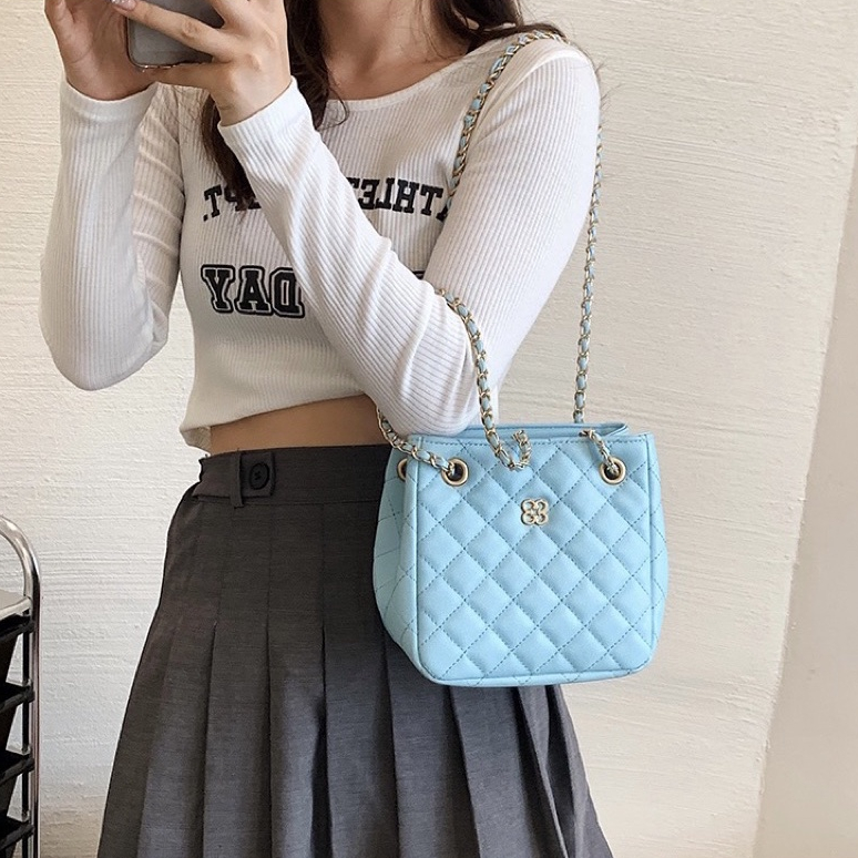 Túi xách xô hoa trà dễ thương kẹp nách và đeo chéo