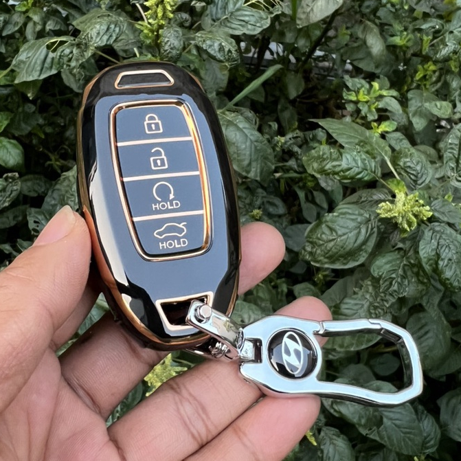 Ốp Khóa Đen vàng Huyndai Accent 2021-2023 4 nút thông minh