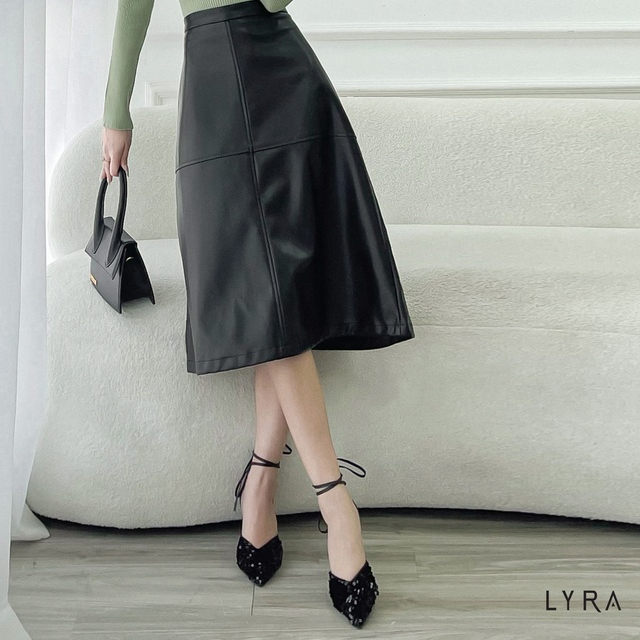 Chân váy da dáng dài LYRA thiết kế, dáng dài cạp cap lót lụa sang chảnh-LWTCV046