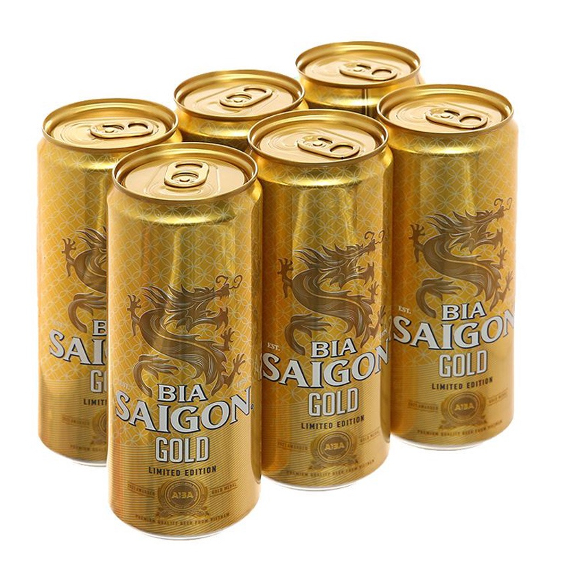 Bia Sài Gòn Gold mới combo 6 lon x 330ml