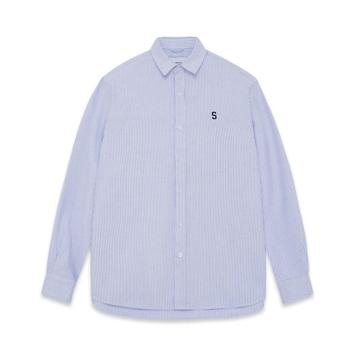 [Mã ICBFRI150 giảm 150K đơn 250K] Áo sơ mi Silencestandard Premium Oxford Shirt Logo S thêu/ kẻ xanh