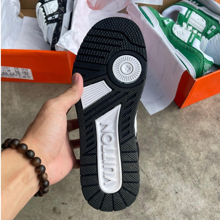 Giày Louis Vuitton Trainer hàng cao cấp, LV Trainer, Giày Sneaker độn đế LV nam nữ màu xanh, đen cá tính dễ phối đồ