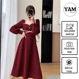 Váy verci dạ đỏ kim tuyến size s m l xl- yam mini store