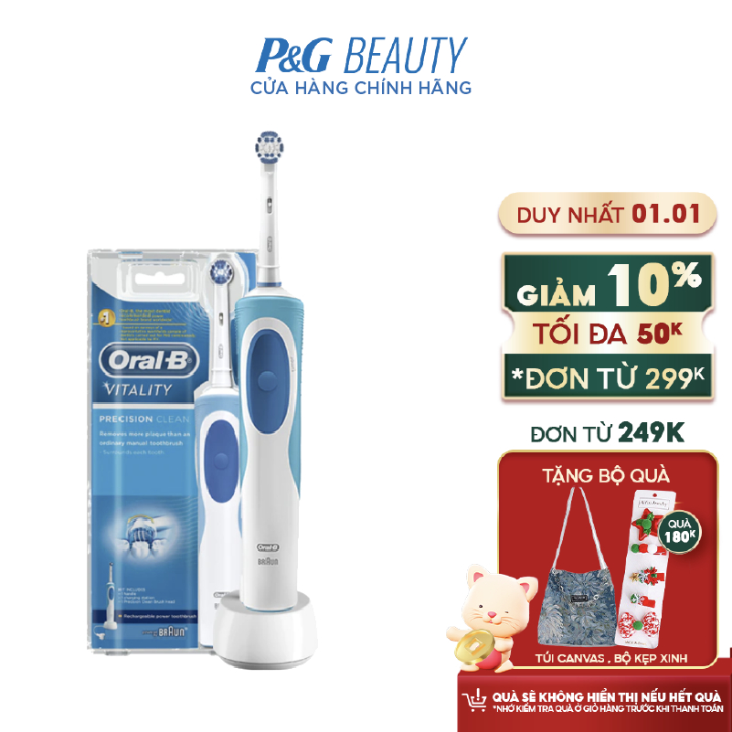 Bàn chải điện Oral-B Vitality Precision Clean loại bỏ thêm đến 100% mảng