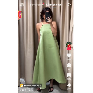 Đầm cổ yếm voan trơn| Heir Dress | Secodee