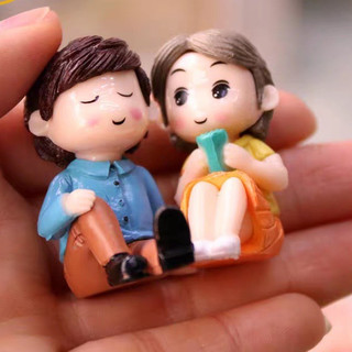 Tiểu cảnh trang trí - Cặp đôi ngồi ngắm sao phụ kiện terrarium, chậu cây cảnh, charm slime