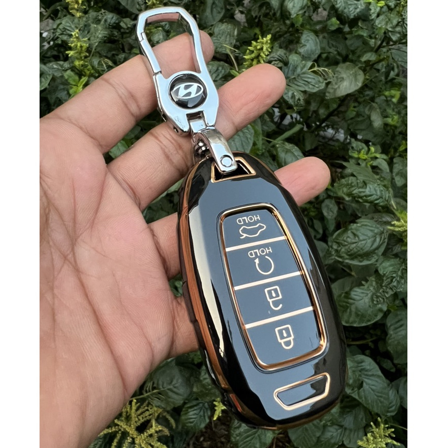 Ốp Khóa Đen vàng Huyndai Accent 2021-2023 4 nút thông minh