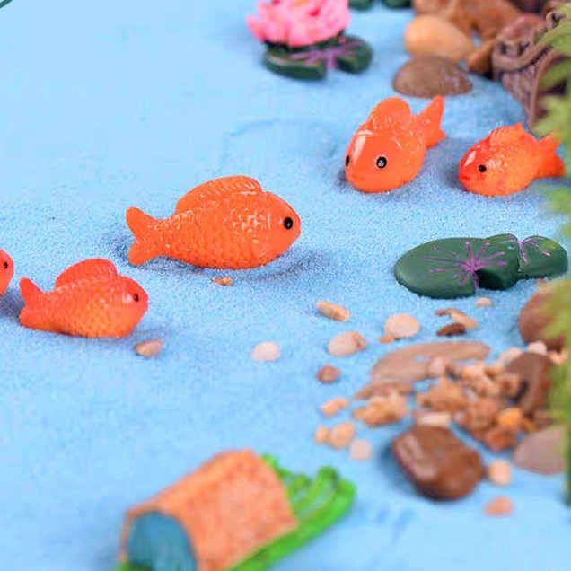 Tiểu cảnh trang trí - Con cá vàng làm phụ kiện terrarium, sen đá, xương rồng, nhà mô hình, charm slime
