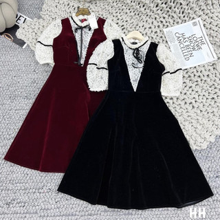 [BIGSIZE] ĐẦM NHUNG DÁNG DÀI PHỐI REN (ảnh thật ở cuối bài)