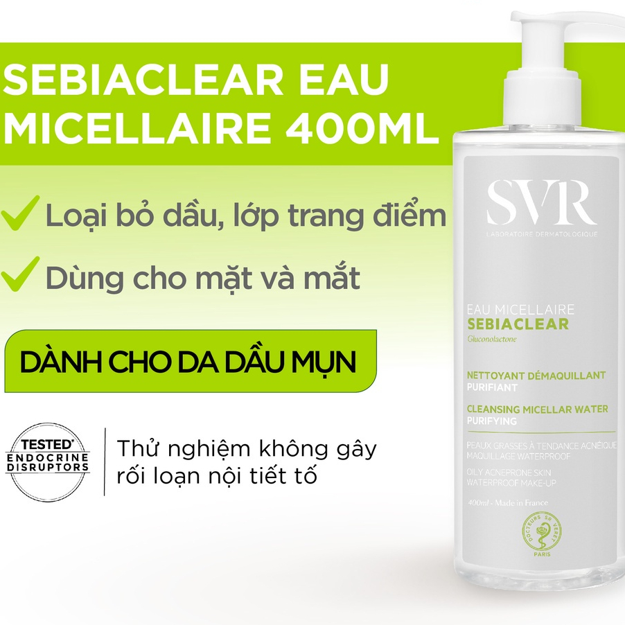Nước tẩy trang cho da dầu mụn SVR Sebiaclear Eau Micellaire 75ml – 400ml