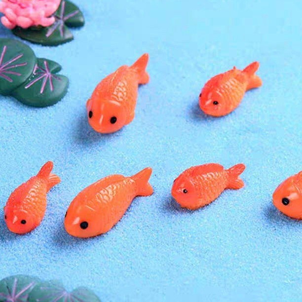 Tiểu cảnh trang trí - Con cá vàng làm phụ kiện terrarium, sen đá, xương rồng, nhà mô hình, charm slime