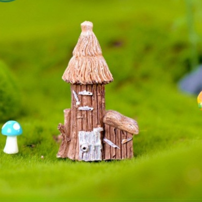 Tiểu cảnh Nhà Rơm Cổ Điển mái vòm trang trí chậu cây để bàn, sen đá xương rồng, làm mô hình sáng tạo, quà tặng ý nghĩa