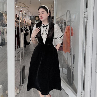 [BIGSIZE] ĐẦM NHUNG DÁNG DÀI PHỐI REN (ảnh thật ở cuối bài)