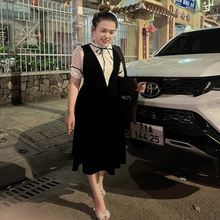 [BIGSIZE] ĐẦM NHUNG DÁNG DÀI PHỐI REN (ảnh thật ở cuối bài)