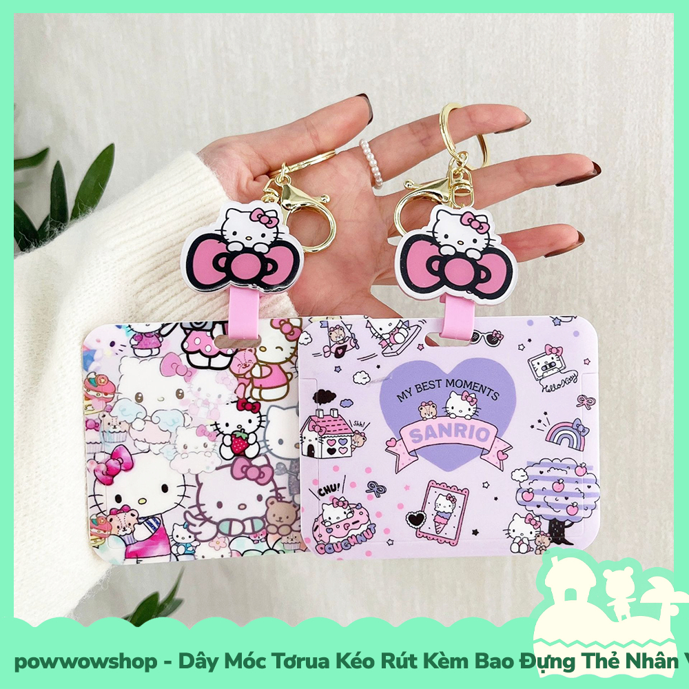 [Sẵn VN - Hỏa Tốc] NGANG Dây Móc Tơrua Kéo Rút Kèm Bao Đựng Thẻ Nhân Viên Nhựa PC Phong Cách Nhân Vật Hoạt Hình Sanrio M