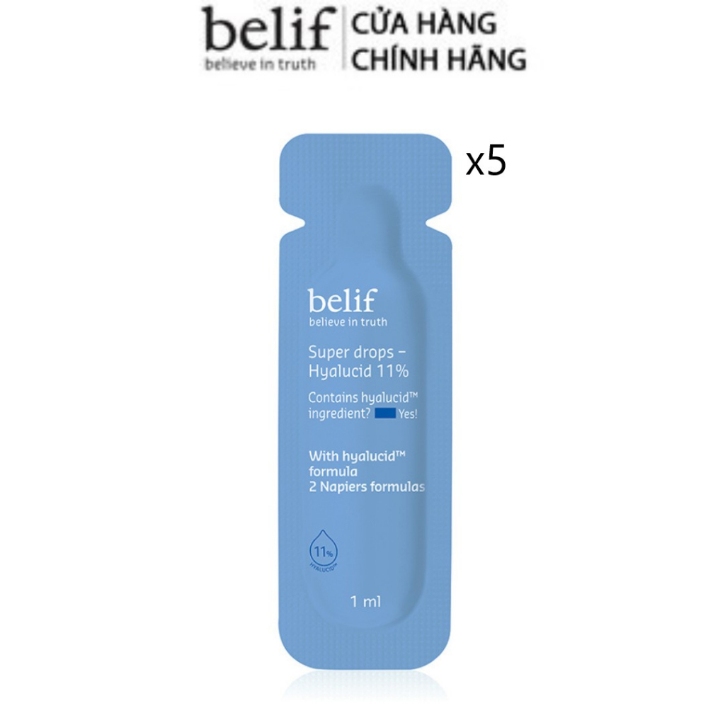 [HB Gift] Combo 5 Tinh chất cấp ẩm chuyên sâu chống oxy hóa belif Super Drops Hyalucid 11%