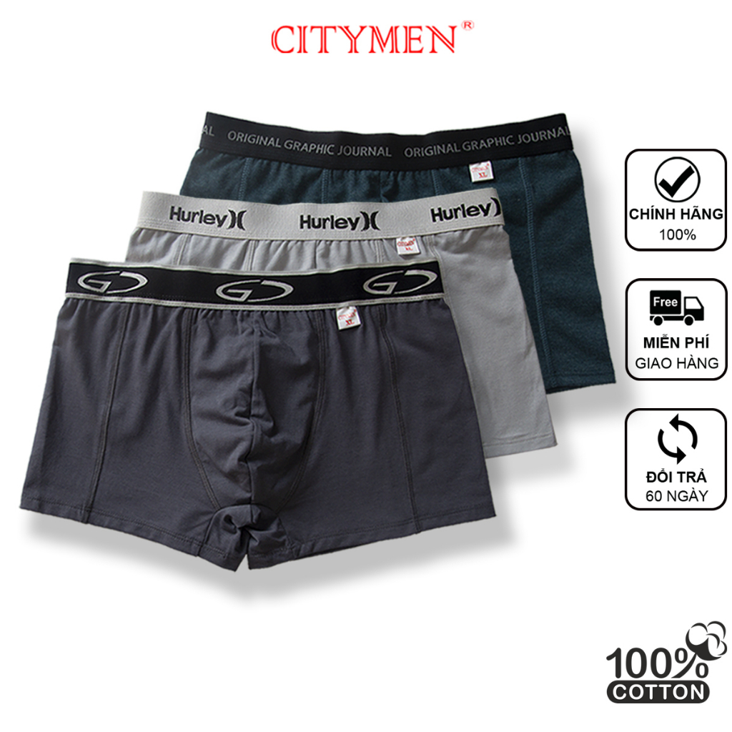 Combo 2 Quần Lót Nam Boxer CITYMEN Nhiều Lưng Cao Cấp Vải Cotton Co Dãn 4 Chiều