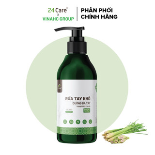 Nước rửa tay khô tinh dầu Sả Chanh 24Care nguồn gốc thiên nhiên 300ML- diệt khuẩn 99,9%