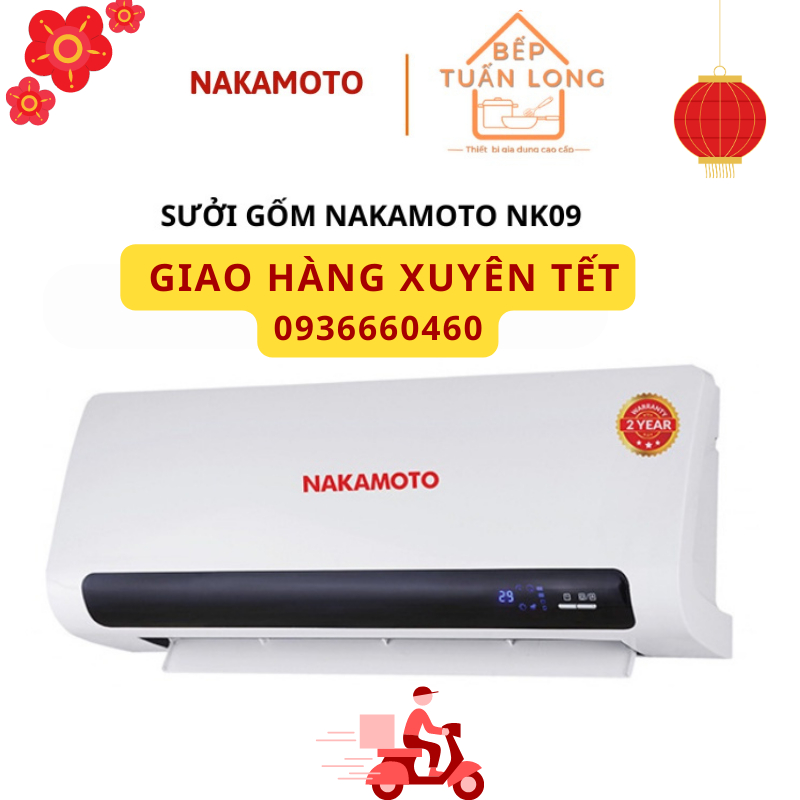 Máy Sưởi Gốm NAKAMOTO Sưởi Cho Bé, Sưởi Phòng Ngủ Nhà Tắm, Có Điều Khiển Hàng Chính Hãng Bảo Hành 2 Năm