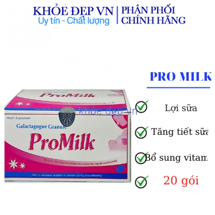 Cốm lợi sữa Promilk tăng cường sữa cho mẹ - Bổ sung dinh dưỡng cho bé – Hộp 20 gói