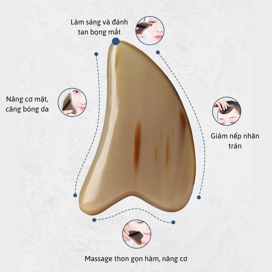 Dụng Cụ Sừng Massage Xóa Nhăn Mắt, Làm Mịn Da Mặt, và Cạo Gió Toàn Thân - Giúp Lưu Thông Khí Huyết