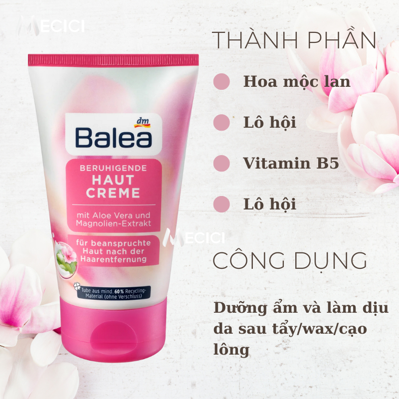 Kem tẩy lông và kem dưỡng sau wax làm dịu da Balea, tẩy lông và ức chế mọc lông Balea