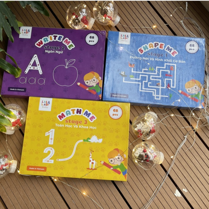Bộ thẻ học thông minh cho bé sách tô xóa học liệu giáo dục sớm Lalala Baby tặng kèm bút dạ và mút xóa SHOP MẸ GẤU