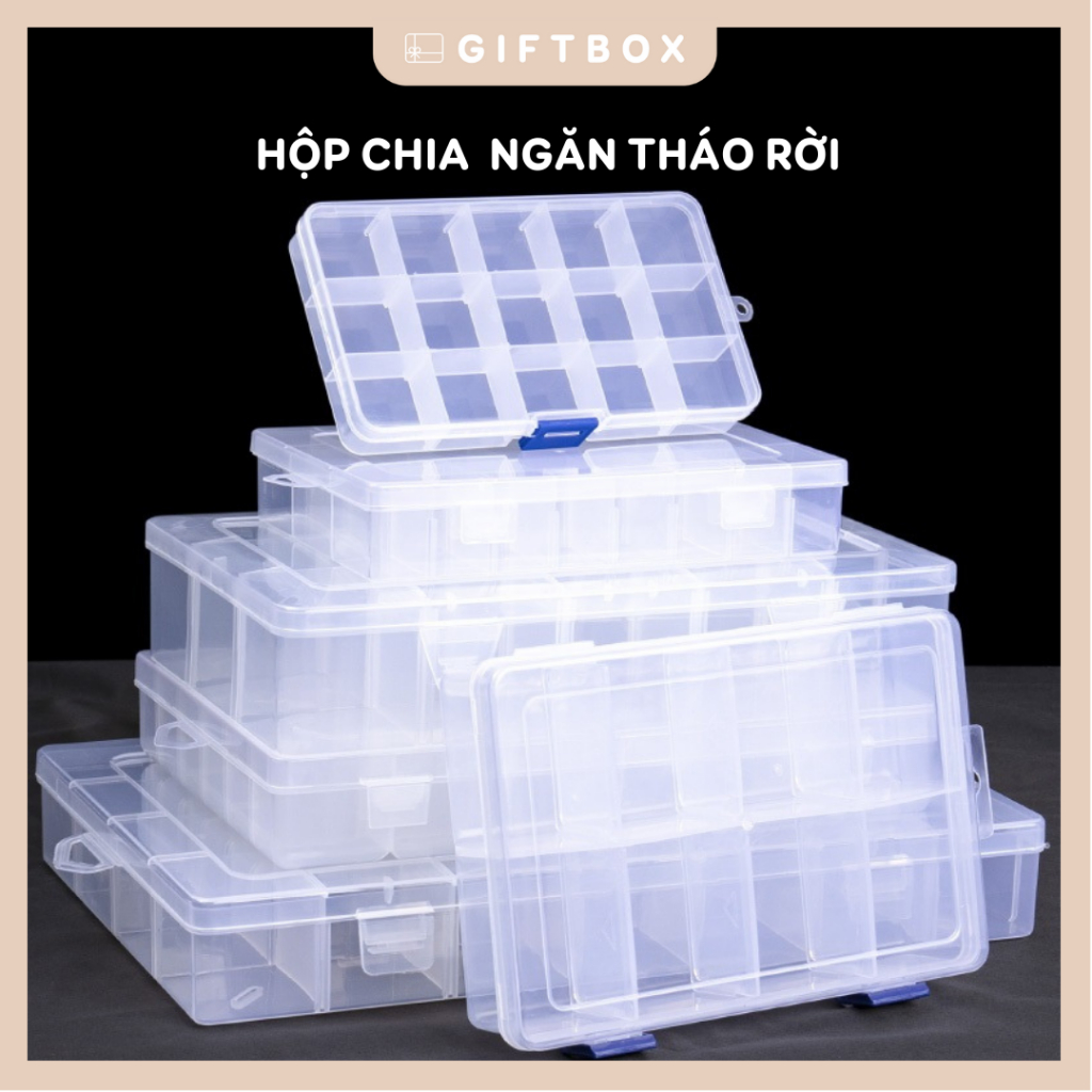 Hộp đựng trang sức chia ngăn tháo rời 6 10 15 18 24 28 36 ngăn nhựa hộp đựng sticker phụ kiện linh kiện khay mỹ phẩm
