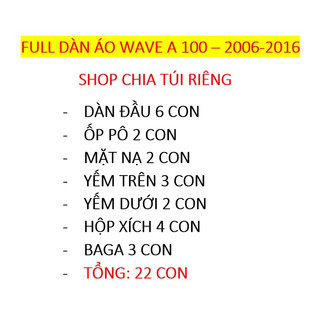 FULL ỐC GR5 DÀN ÁO WAVE A 2006-2023, WAVE 50CC