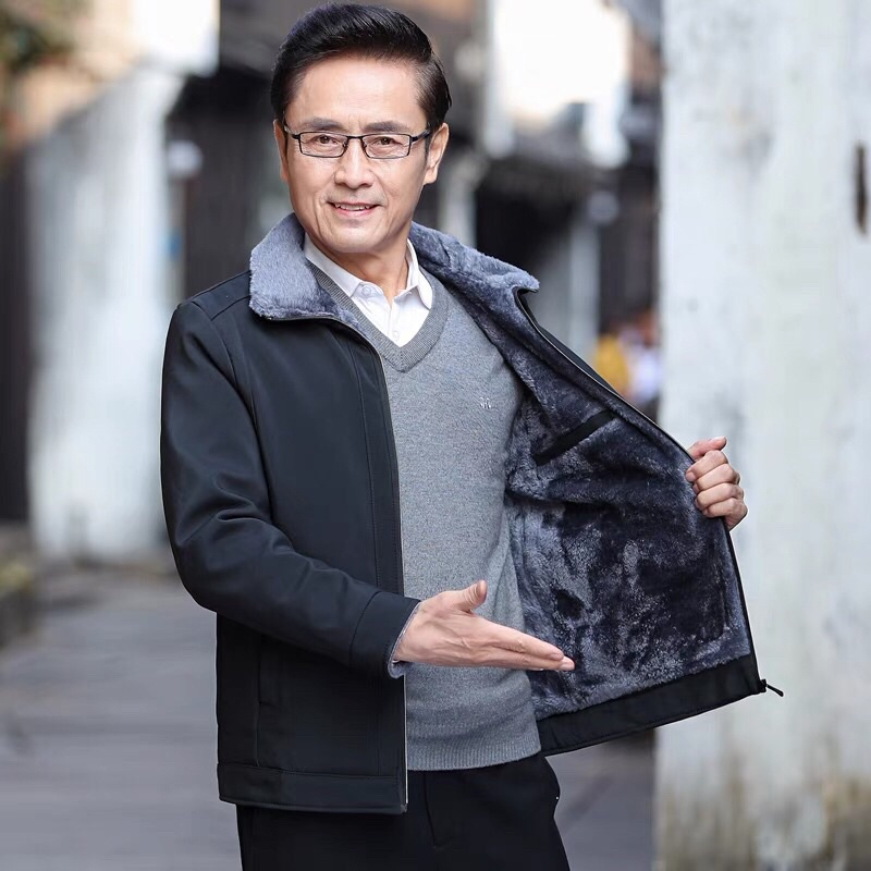 Áo khoác lót lông trung niên cao cấp tặng bố AKB01