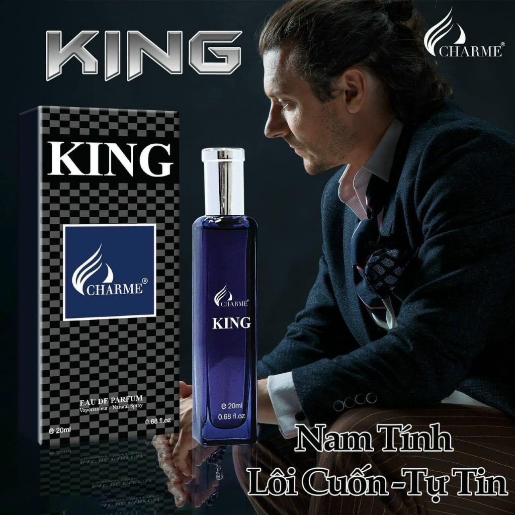 Nước hoa nam lưu hương lâu, Charme King, dòng nước hoa chính hãng, hương gỗ hương đầy lôi cuốn, 20ml