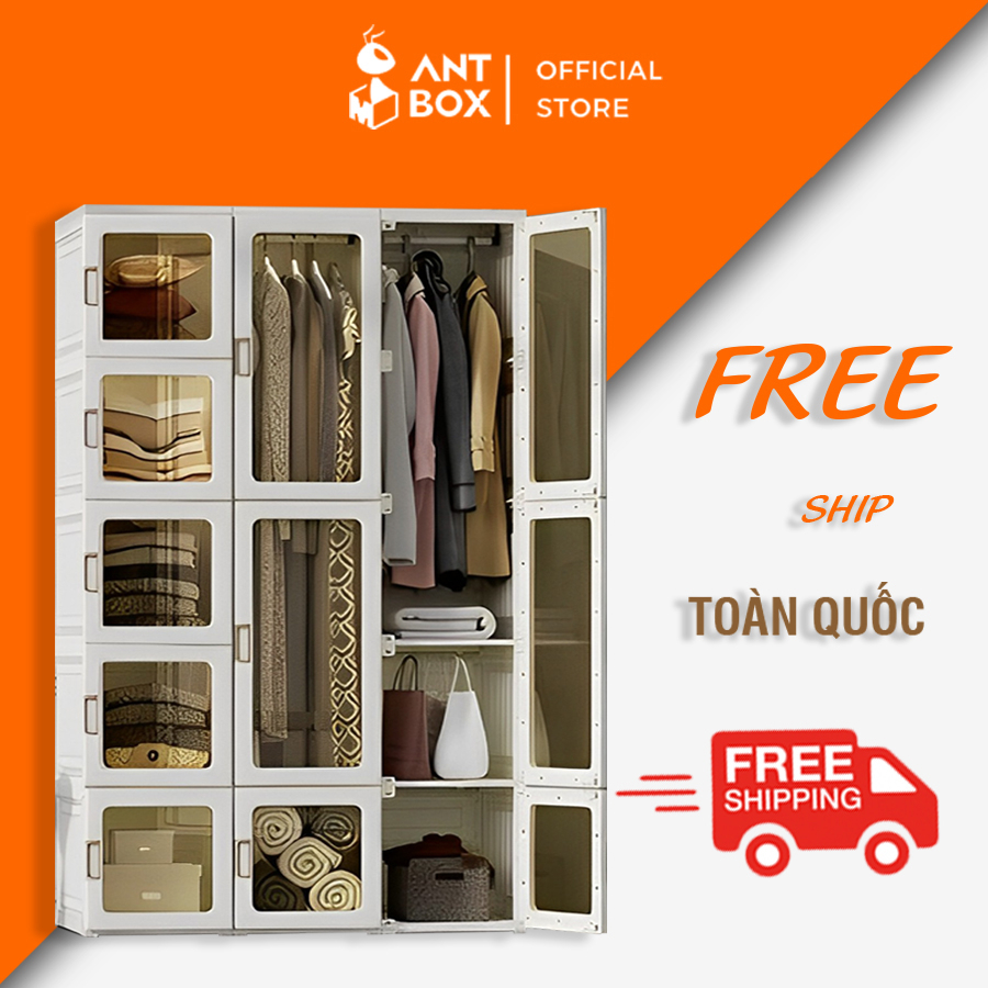 Tủ Quần Áo Mini, Tủ Nhựa Để Quần Áo Antbox Bảo Hành 2 Năm WT15D9H2
