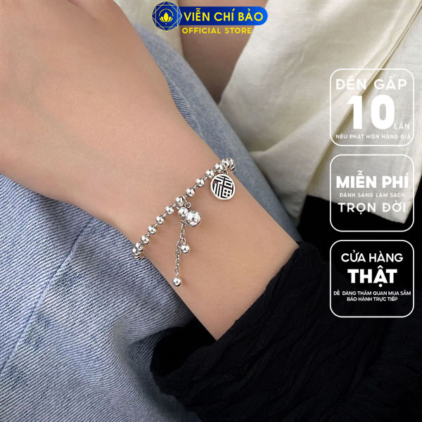 Lắc tay bi charm hồ lô chữ phúc chất liệu bạc Thái 925 thời trang phụ kiện trang sức nữ Viễn Chí Bảo L000053