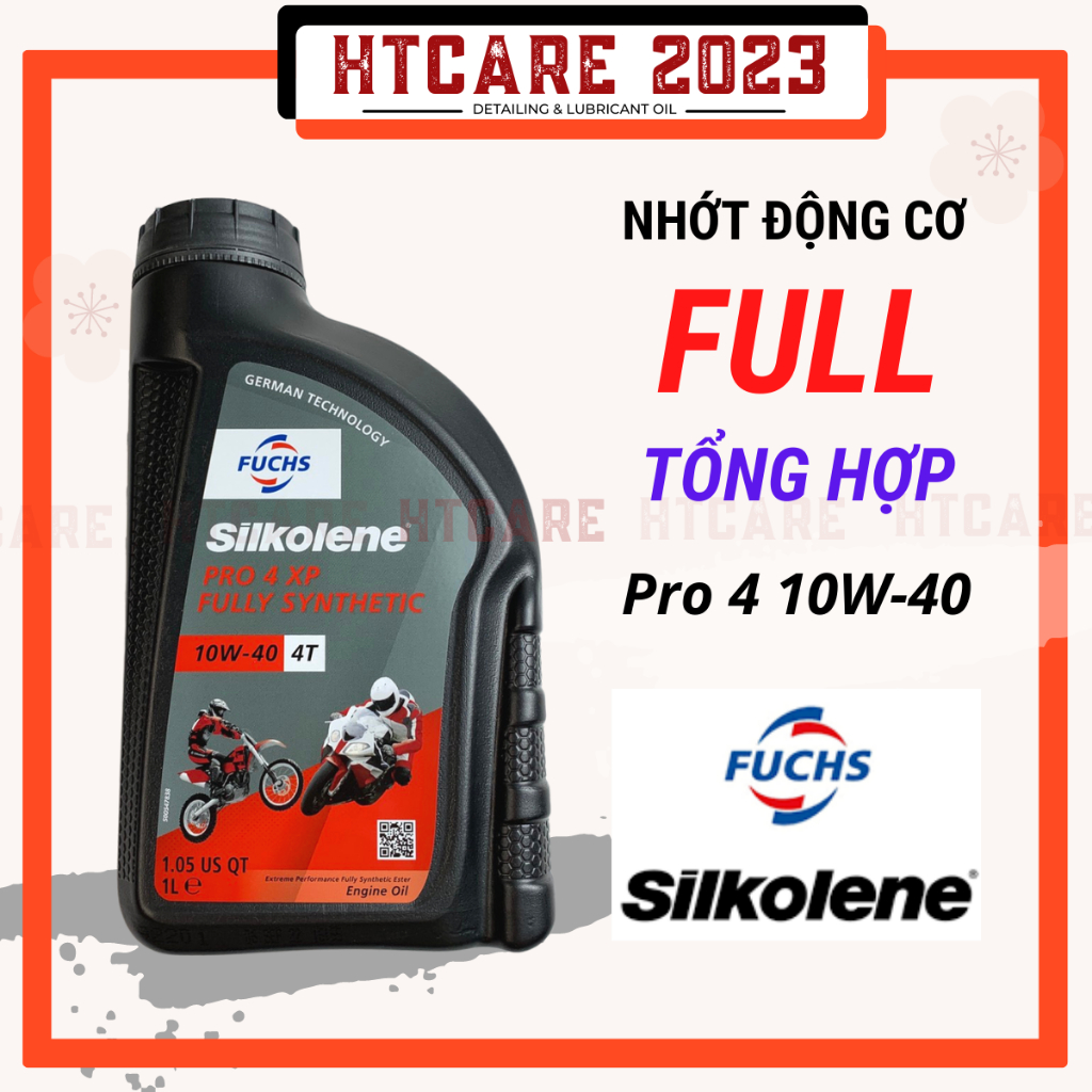 Nhớt Fuchs Silkolene Pro 4 10w40 1L tổng hợp toàn phần gốc Ester cho Wave, Sirius, Winner, Exciter, Raider...HT Care