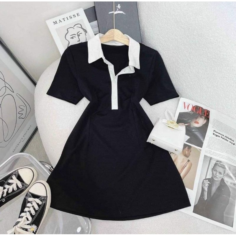 Váy Polo body chất bo rip cổ phối viền cao cấp