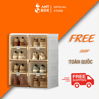 Hộp Đựng Giày Bằng Nhựa, Tủ Giày Dép Mini Gấp Gọn Antbox 8 Đôi Bảo Hành 2 Năm S2S8D4