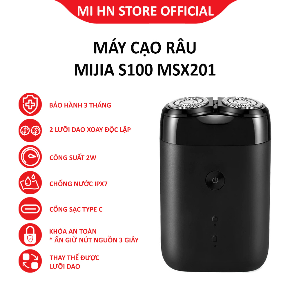 Máy Cạo Râu Mini Xiaomi Mijia S100 MSX201, 2 lưỡi, chống nước IPX7 - Bảo hành 3 tháng