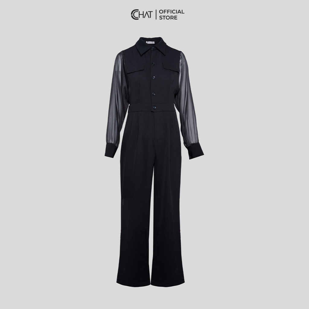 Jumpsuit Nữ 𝐂𝐂𝐇𝐀𝐓 Phối Tay Dáng Suông 2 Ly Chất Tuytsi Cao Cấp 62JDS8001ST