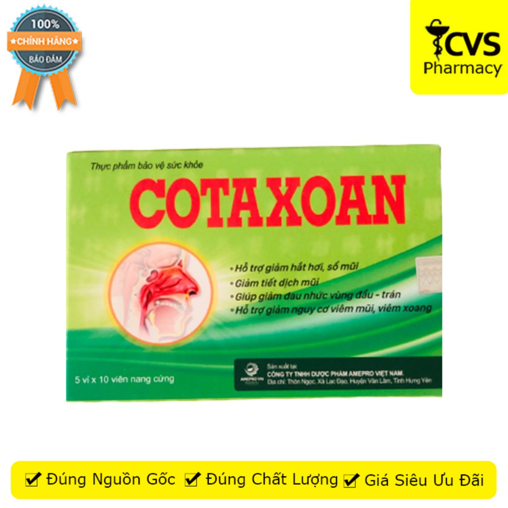 Cota Xoang - Hỗ trợ giảm các biểu hiện giảm nghẹt mũi, sổ mũi - Hộp 50 viên - CVS Pharmacy
