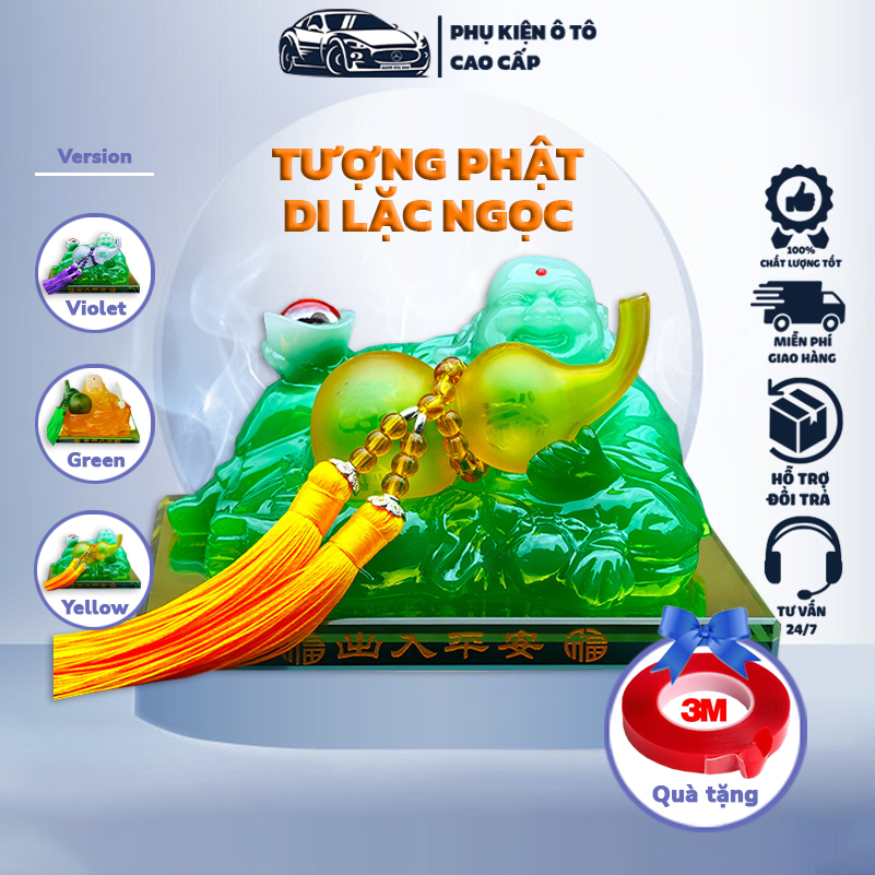 Tượng phật ông di lặc đặt taplo ô tô xe hơi có quả cầu tự xoay bằng năng lượng mặt trời Mẫu mới năm 2023