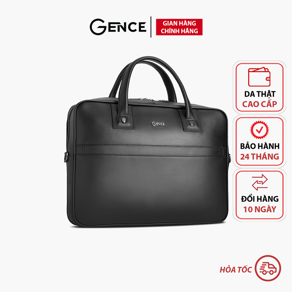 Cặp xách da nam công sở cao cấp thiết kế đựng laptop Gence da bò swift mềm mịn GCE20 bảo hành chính hãng