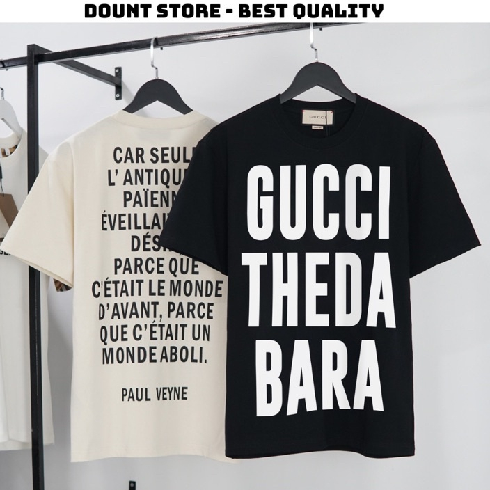 Áo Phông Nam Gucci Theda Bara Đen Trắng Áo Thun Nam Nữ Chữ To Chất Liệu Cotton Co Giãn 4 Chiều