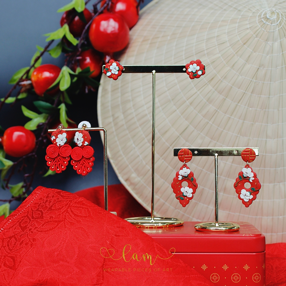 Bông tai hoạ tiết hoa Knots | Trang sức hoa tai đất sét polymer thủ công | LAM Jewelry