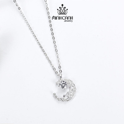 Dây Chuyền Bạc Nữ Mặt Trăng Đính Đá Sang Trọng - Minh Canh Jewelry