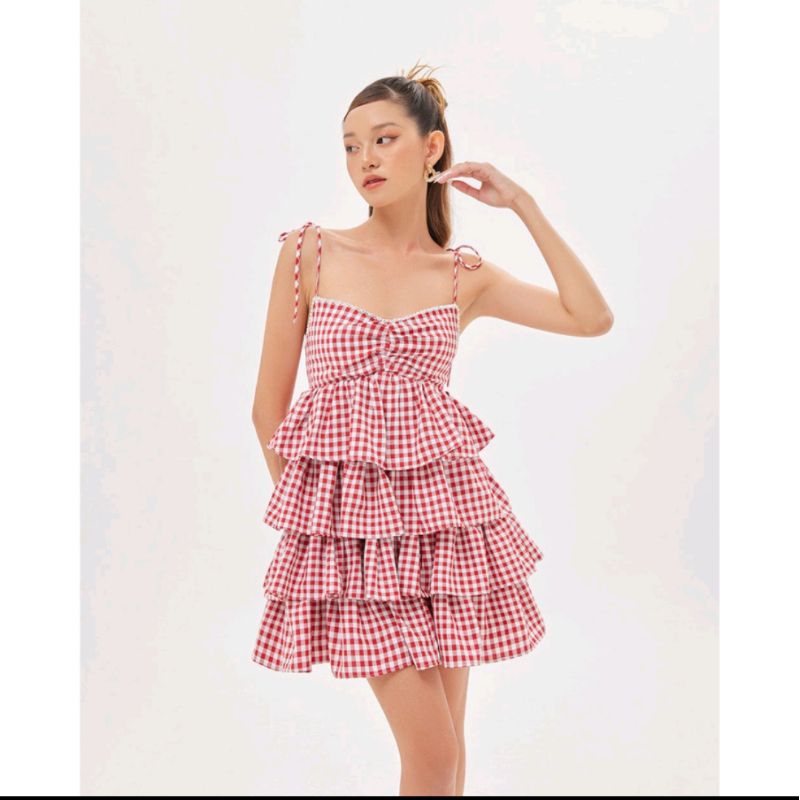 Pass váy 2d Shebyshj Holly dress caro đỏ