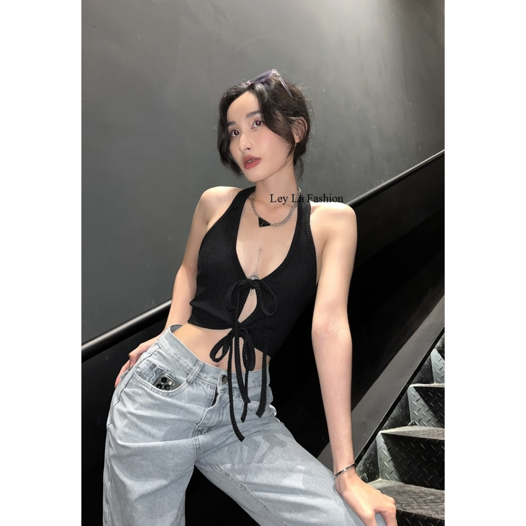 Đầm Body Sexy Tay Dài Ôm Trễ Vai Váy Thun Màu Đen Cá Tính và áo croptop cột dây yếm hở lưng đi chơi  Sugarbomb.mode