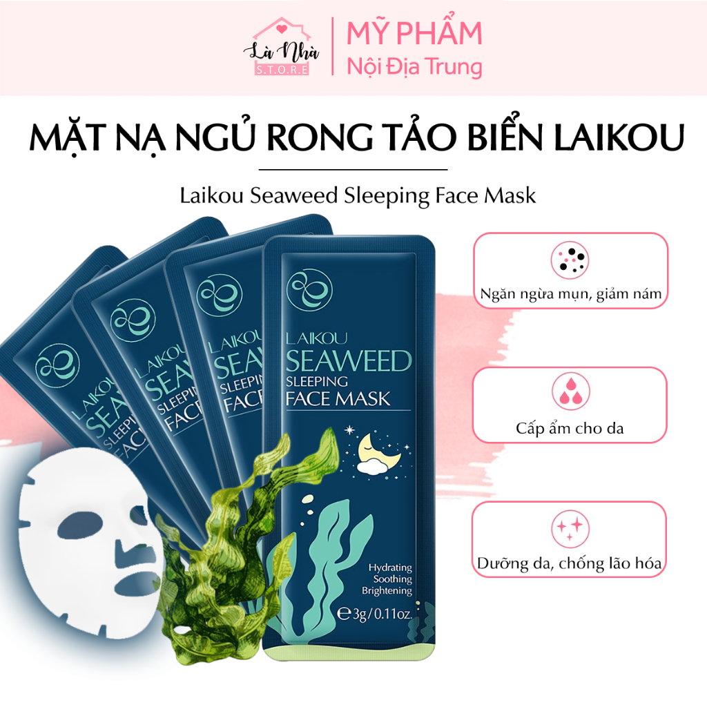 Mặt nạ ngủ rong tảo biển Laikou seaweed sleeping face mask, dưỡng làm trắng, cấp ẩm, đắp mặt ngủ qua đêm.