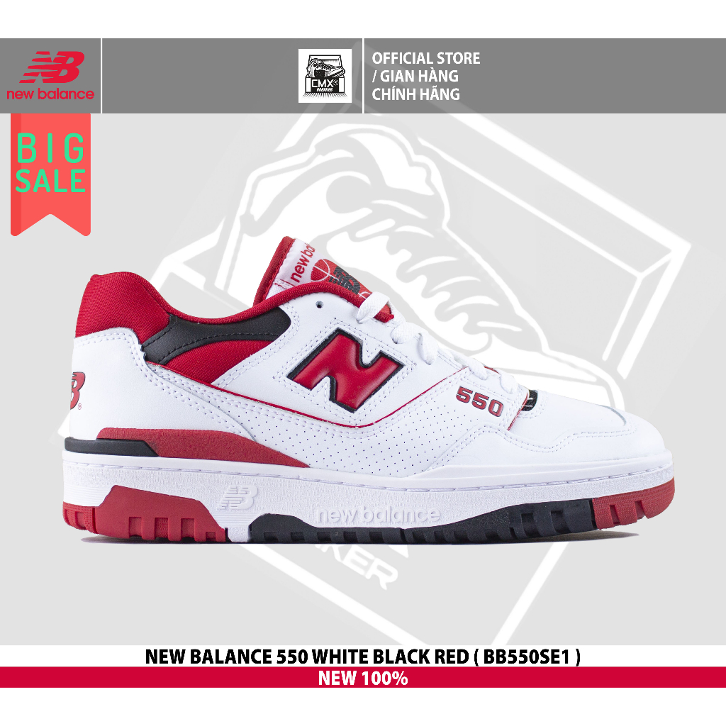 😘  Giày New Balance 550 WHITE BLACK RED  - AUTHENTIC 100%