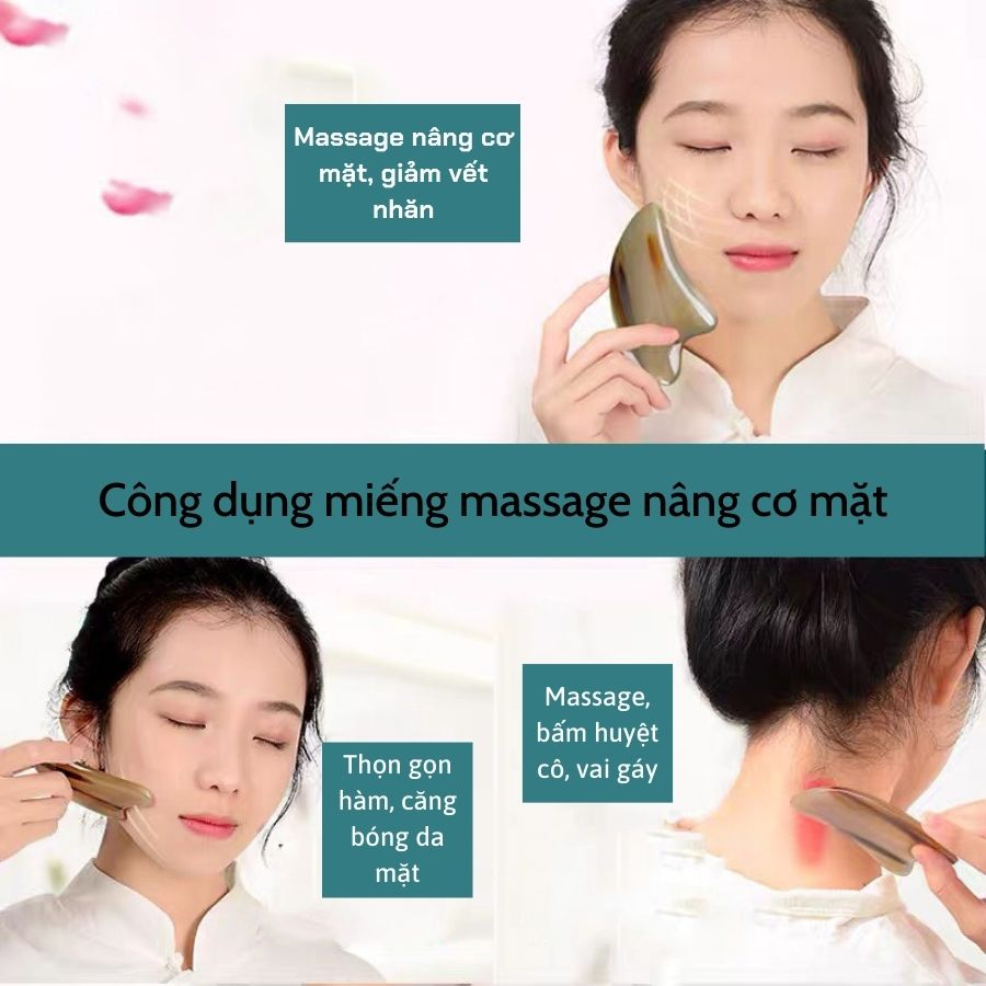 Dụng Cụ Sừng Massage Xóa Nhăn Mắt, Làm Mịn Da Mặt, và Cạo Gió Toàn Thân - Giúp Lưu Thông Khí Huyết