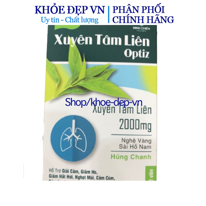 Viên uống Xuyên tâm liên Optiz 2000mg - Tăng cường sức đề kháng - Hộp 30 viên